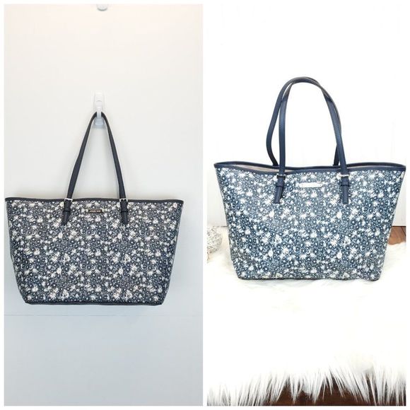 Michael Kors Jet Set Travel Large Carry All Navy Tote with Matching Wallet - Picture 7 of 16